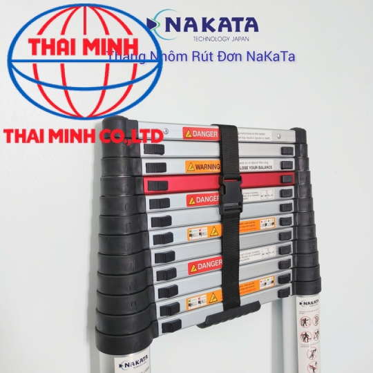 Thang Nhôm Rút Đơn Đai Đen Nakata TY-612