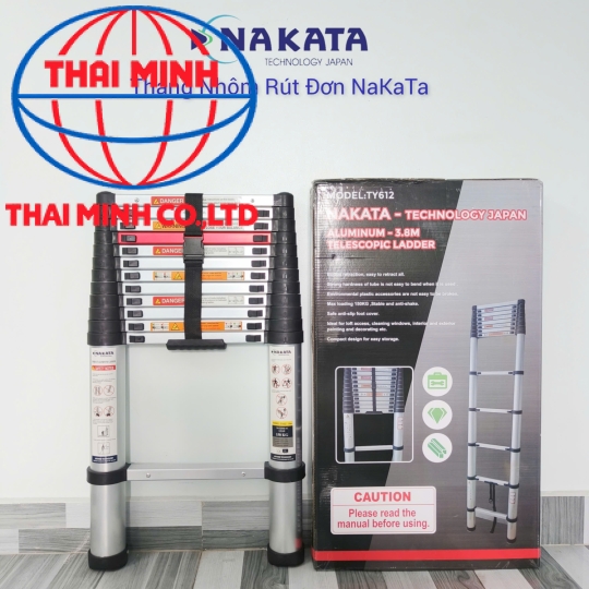 Thang Nhôm Rút Đơn Đai Đen Nakata TY-612