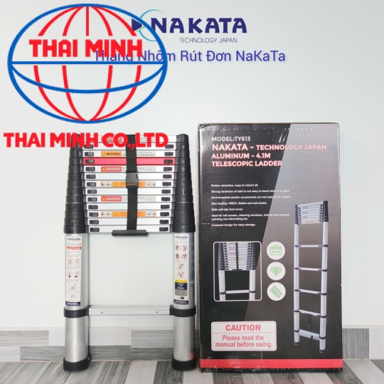 Thang Nhôm Rút Đơn Đai Đen Nakata TY-613