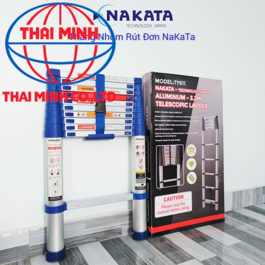 Thang Nhôm Rút Đơn Đai Xanh Nakata TYB611